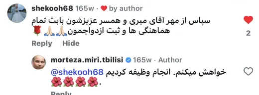 اسکرین‌شات نظر مشتری ثبت ازدواج ایران و آلمان در گرجستان